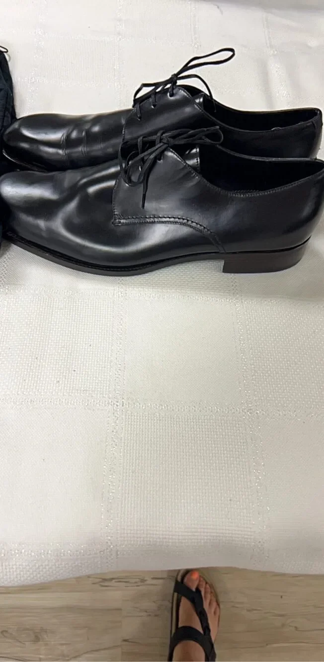 Ermenegildo Zegna Black Leather Dress Oxford US 11